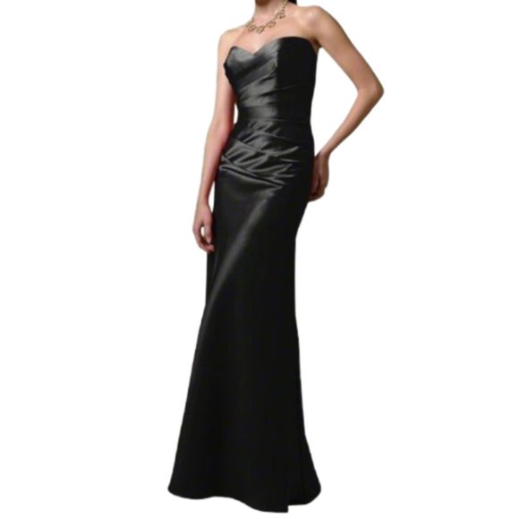 Alfred Angelo Dresses & Skirts - Alfred Angelo Black Satin Lace Up Back Strapless Formal Gown- Sz. 2